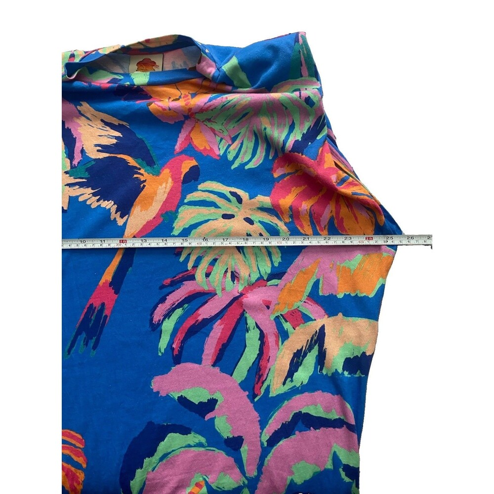 Farm Rio Made of Brasil Orange Parrot Graphic Padded Shoulder T-Shirt Dress S - Picture 6 of 15